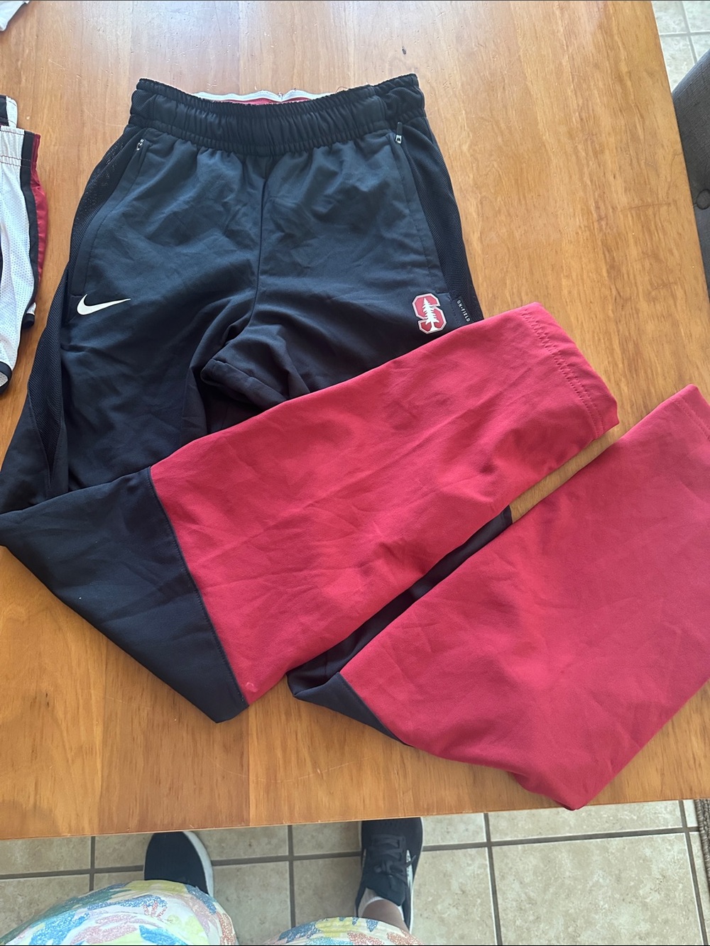 Nike Black and Red Colorblock Joggers with Stanford XS Logo